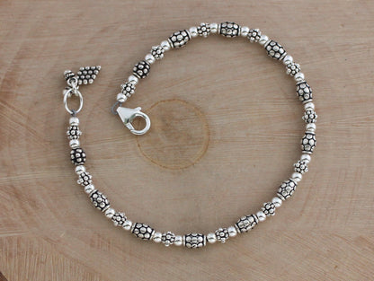 bali and turkish sterling silver beaded bracelet