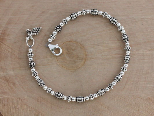 bali and turkish sterling silver beaded bracelet