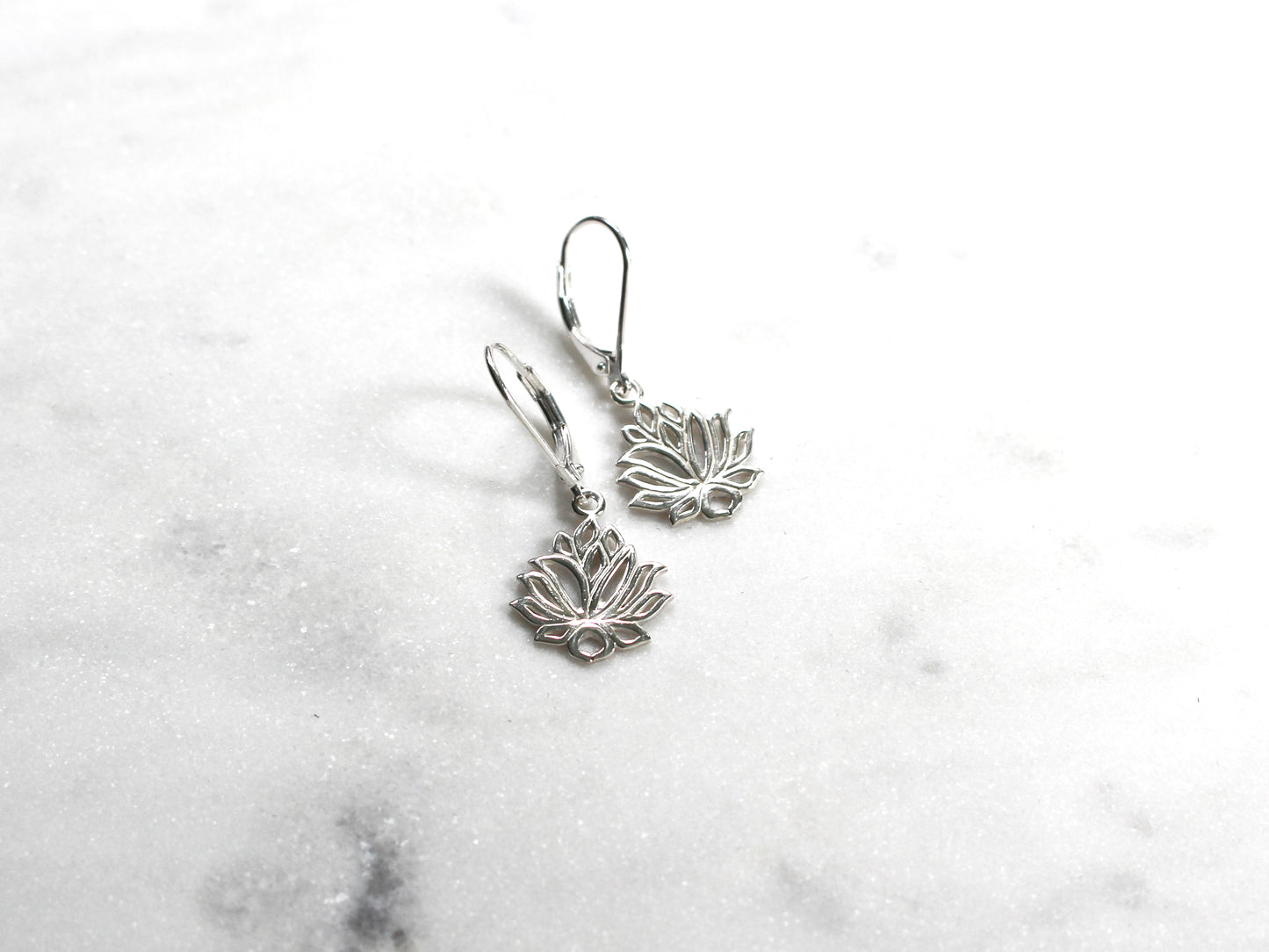 Sterling Silver Lotus Flower Earrings