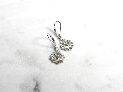 Sterling Silver Lotus Flower Earrings