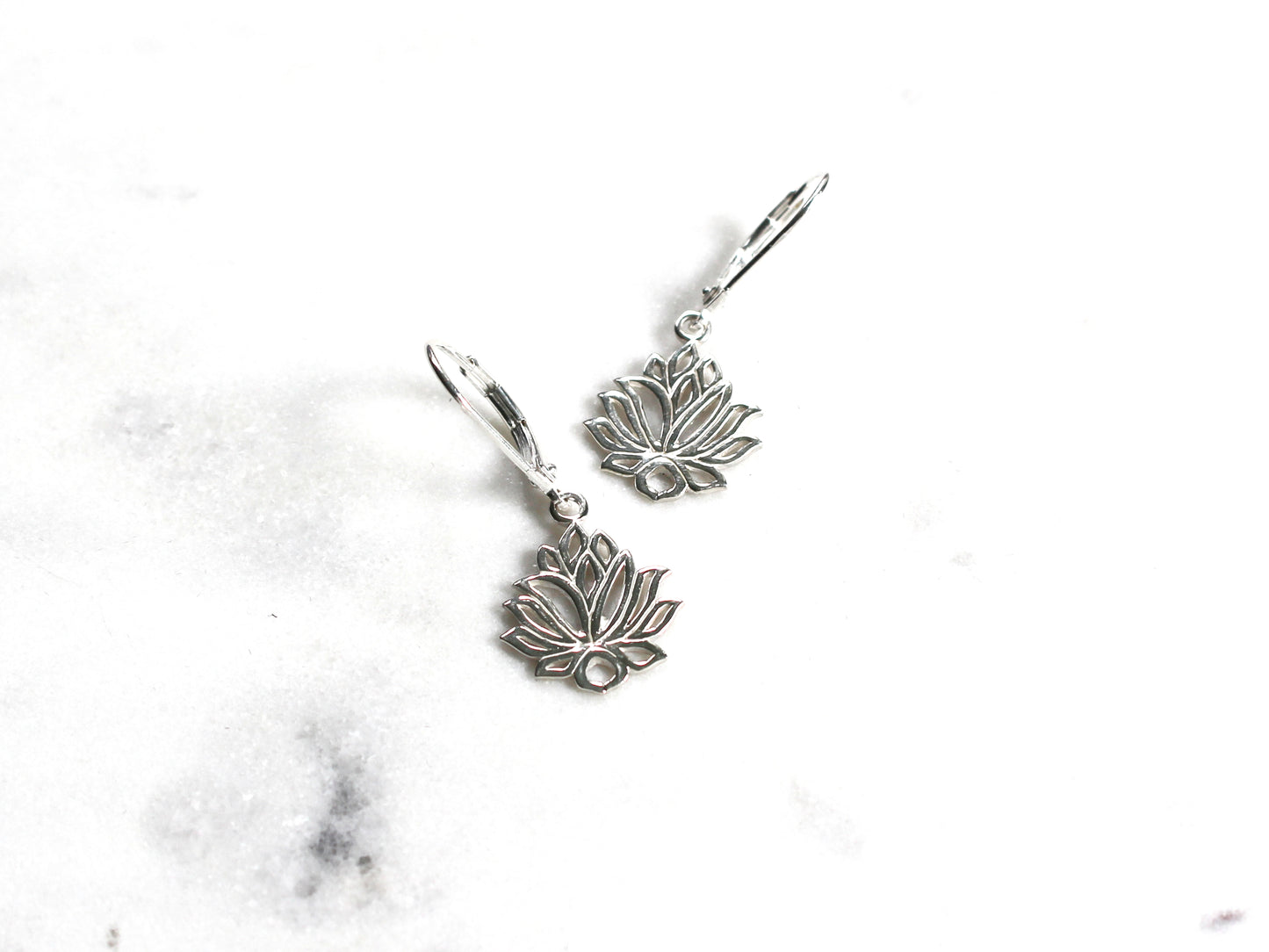 Sterling Silver Lotus Flower Earrings