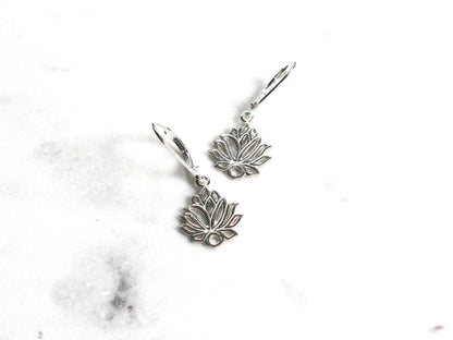 Sterling Silver Lotus Flower Earrings