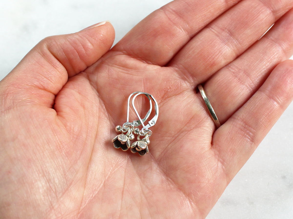 Small Thai Silver Bell Flower Earrings