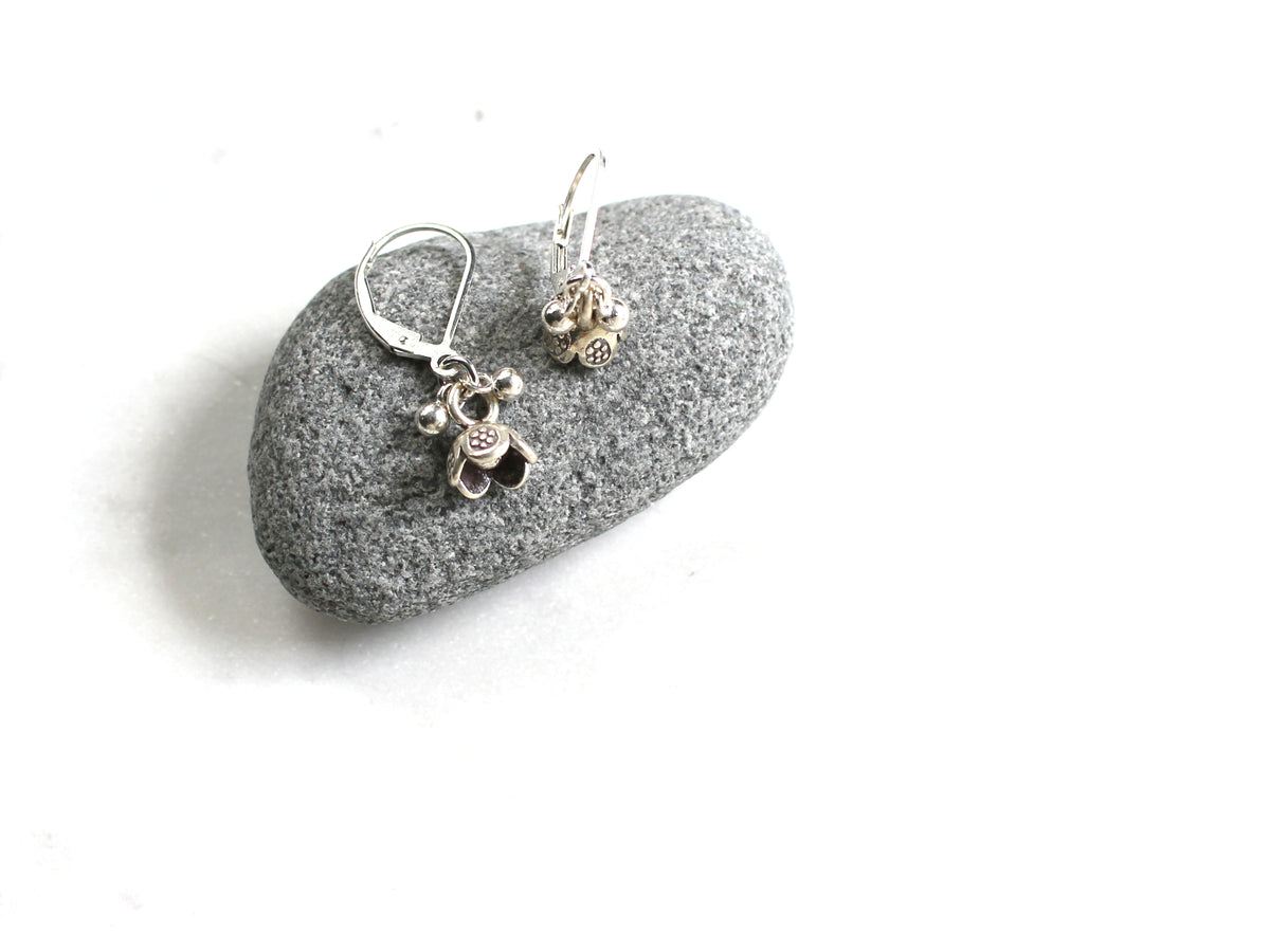 Small Thai Silver Bell Flower Earrings