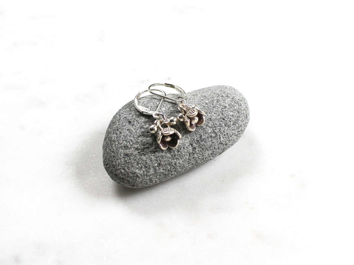 Small Thai Silver Bell Flower Earrings