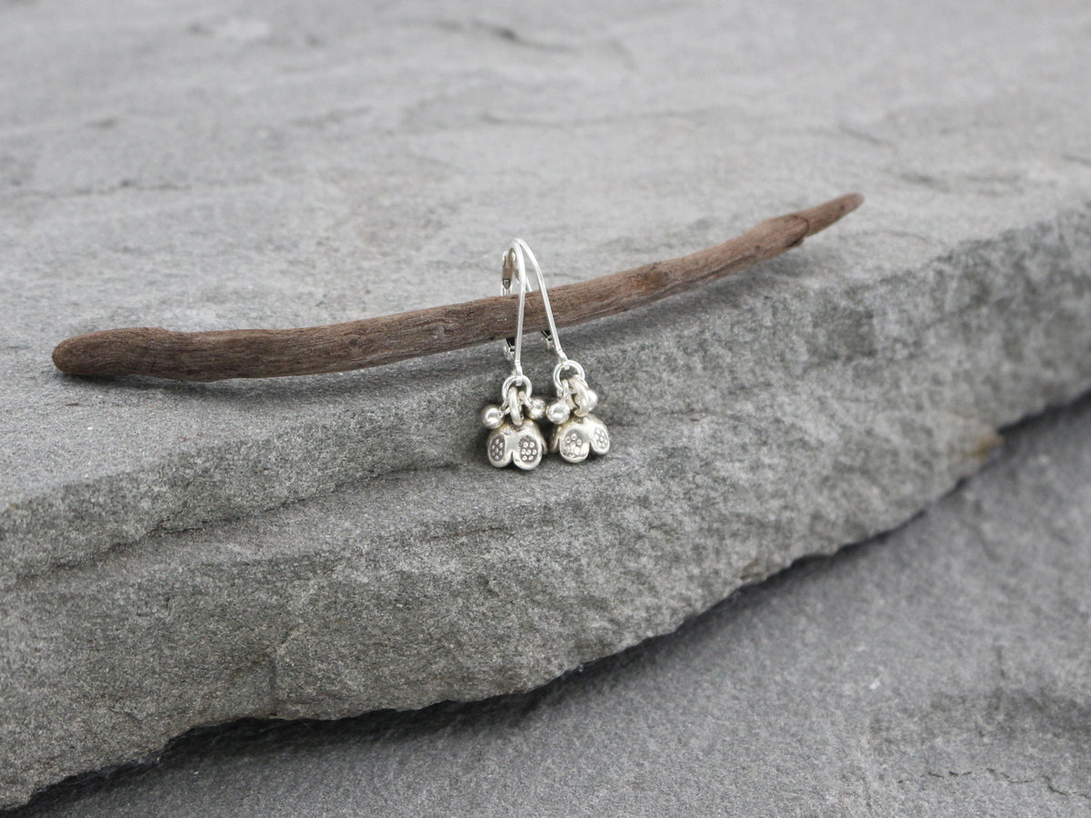 Small Thai Silver Bell Flower Earrings