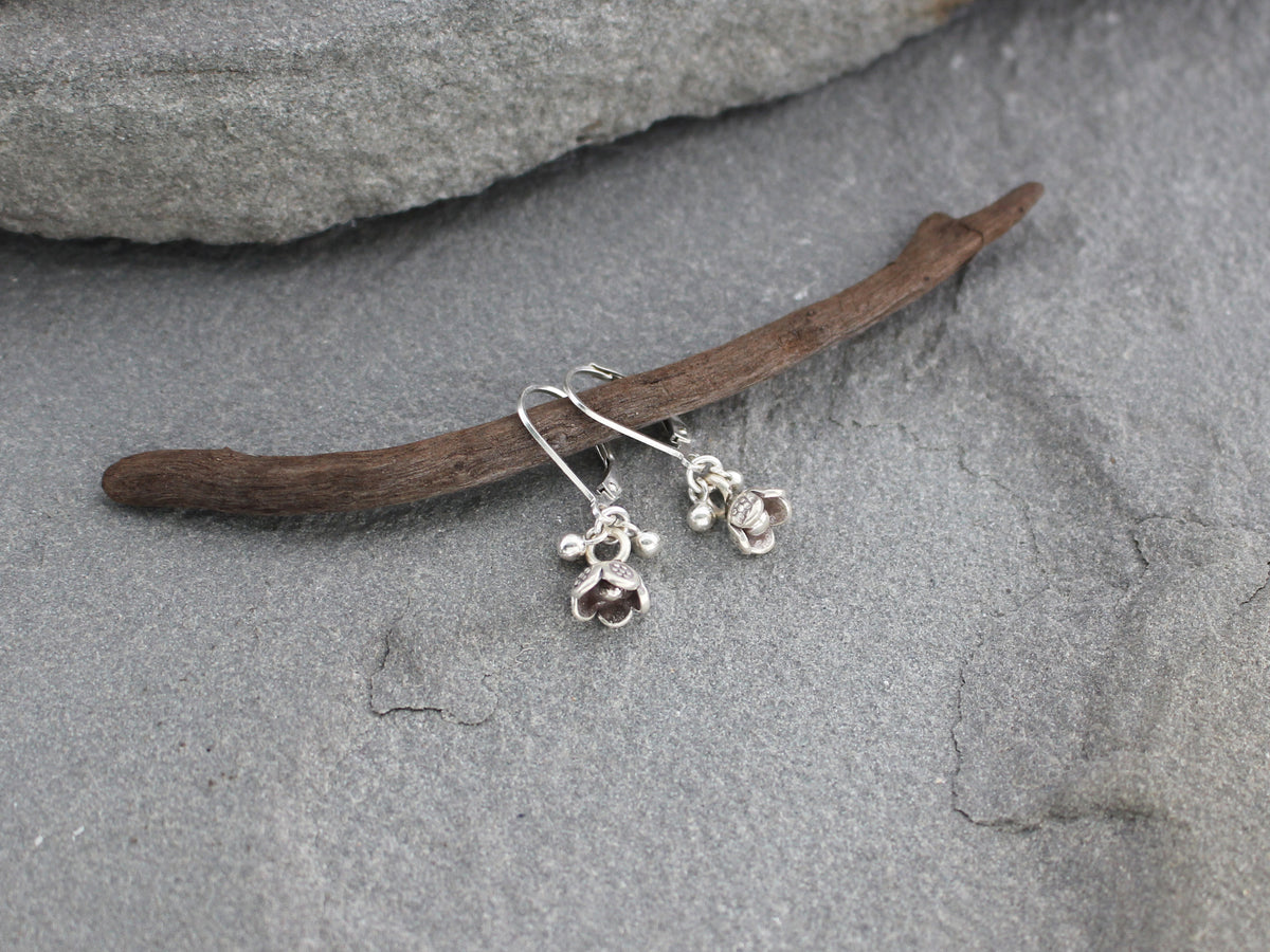 Small Thai Silver Bell Flower Earrings