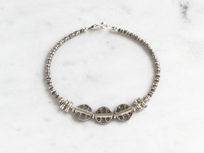 Thai Hill Tribe Silver Sticks and Discs Bracelet