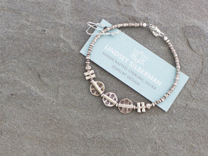 Thai Hill Tribe Silver Sticks and Discs Bracelet