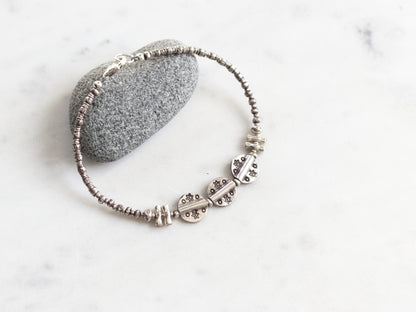 Thai Hill Tribe Silver Sticks and Discs Bracelet