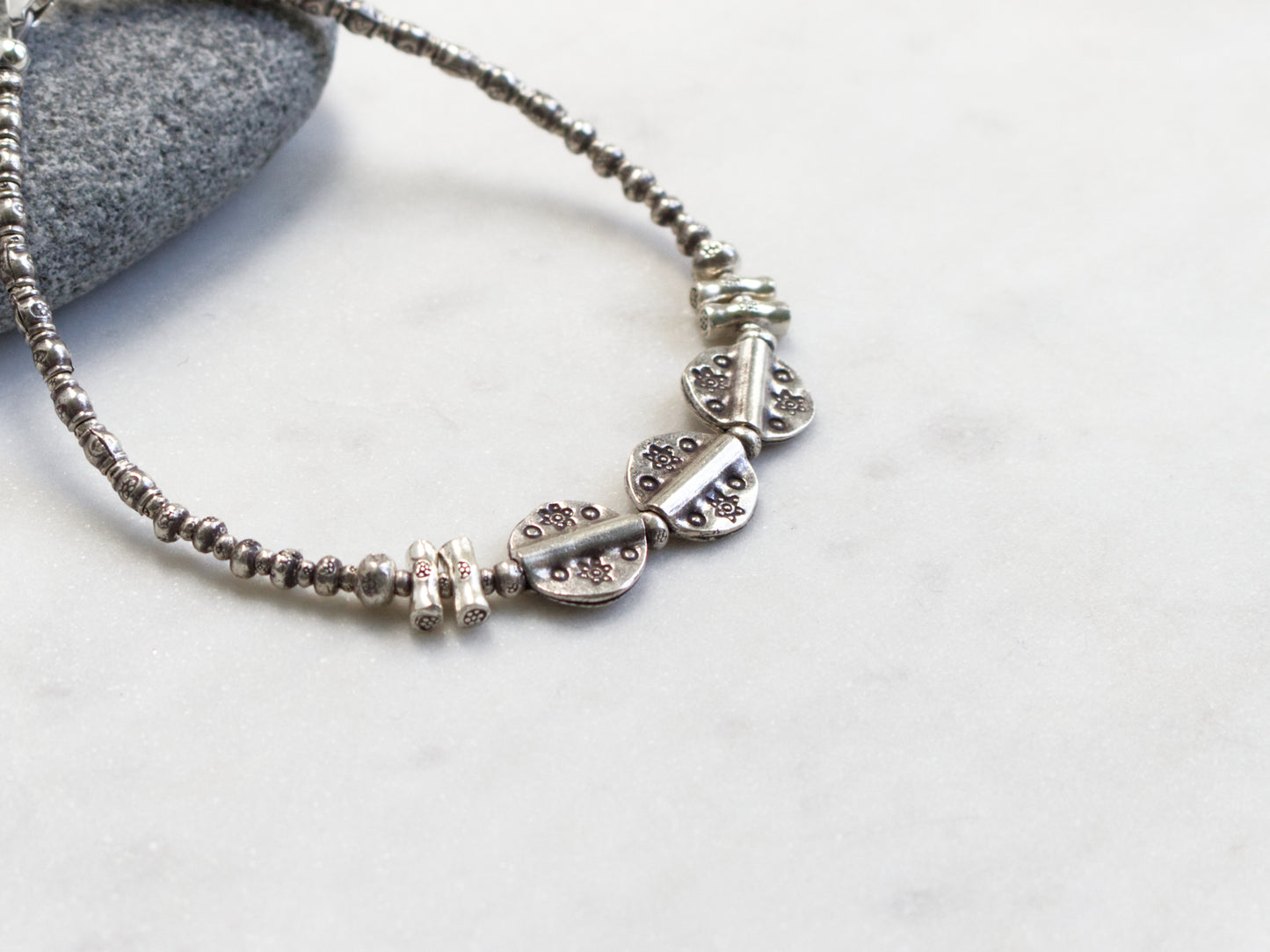 Thai Hill Tribe Silver Sticks and Discs Bracelet