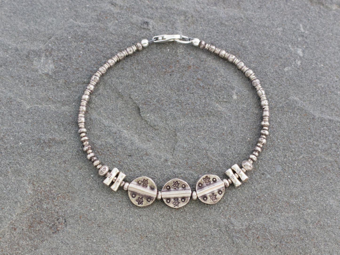 Thai Hill Tribe Silver Sticks and Discs Bracelet