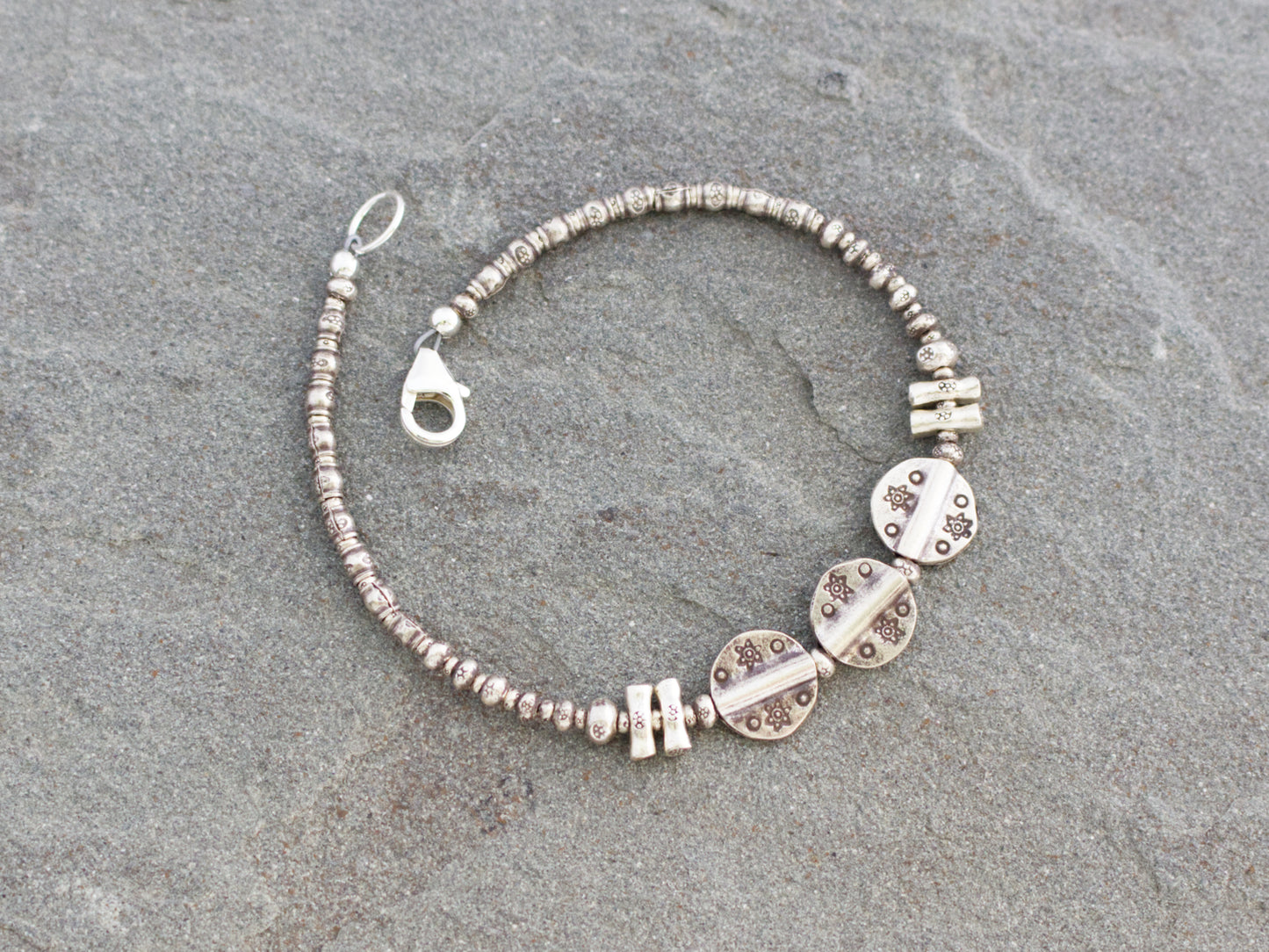 Thai Hill Tribe Silver Sticks and Discs Bracelet