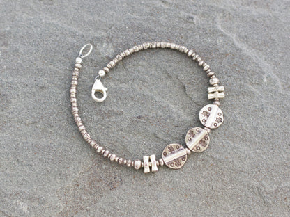 Thai Hill Tribe Silver Sticks and Discs Bracelet