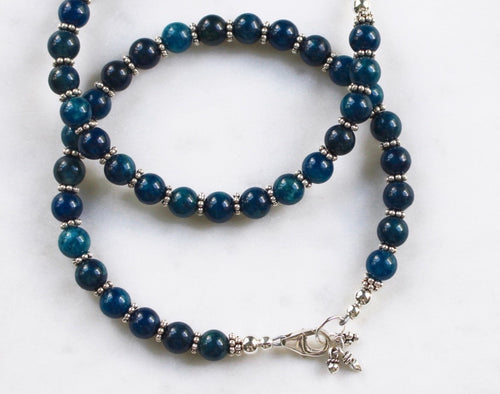 Apatite Beaded Bracelet with Sterling Silver