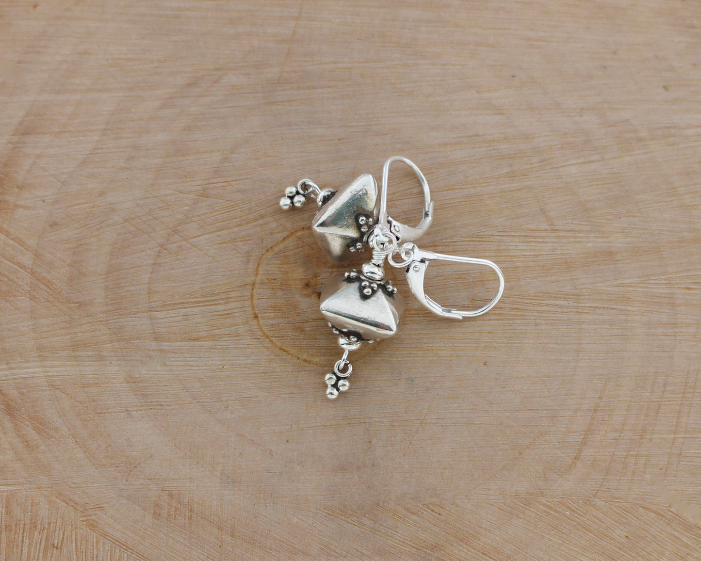 Bali Silver Pyramid Earrings