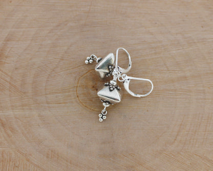 Bali Silver Pyramid Earrings