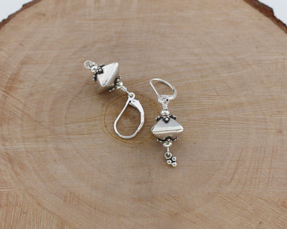 Bali Silver Pyramid Earrings