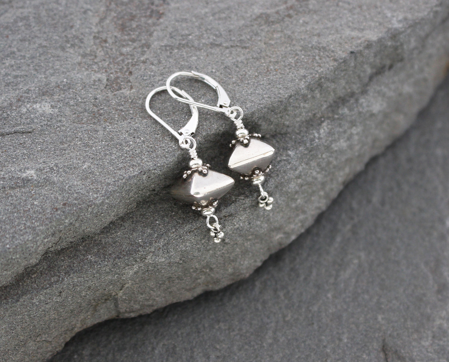 Bali Silver Pyramid Earrings