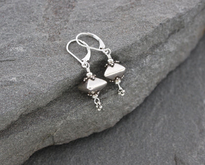Bali Silver Pyramid Earrings