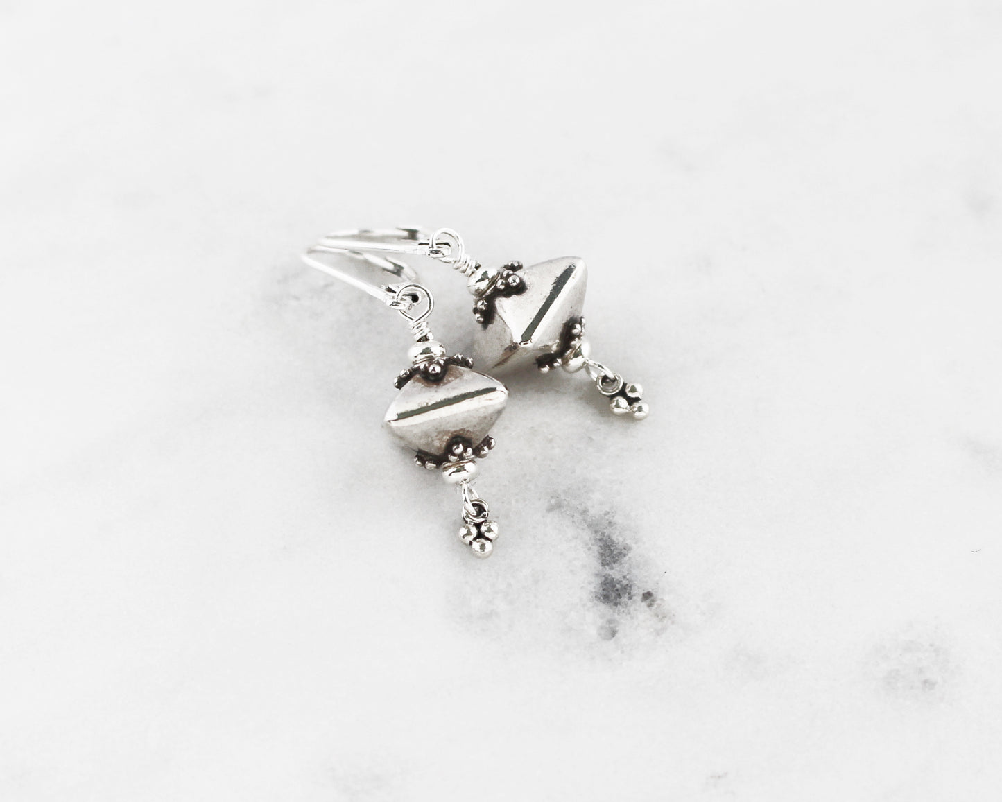 Bali Silver Pyramid Earrings