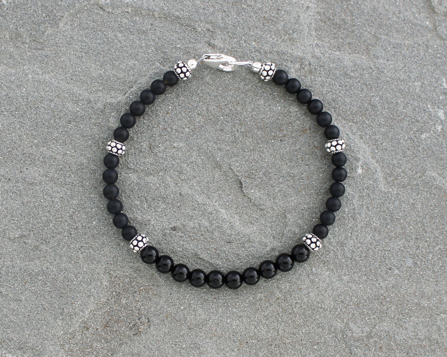Black Onyx Bracelet with Sterling Silver