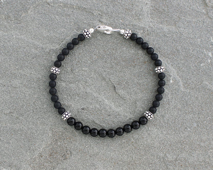 Black Onyx Bracelet with Sterling Silver