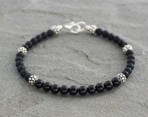 Black Onyx Bracelet with Sterling Silver