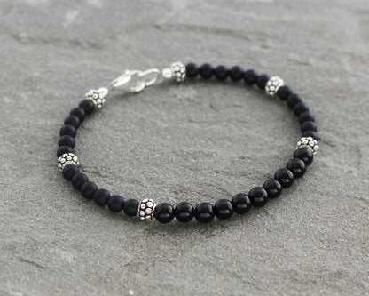 Black Onyx Bracelet with Sterling Silver