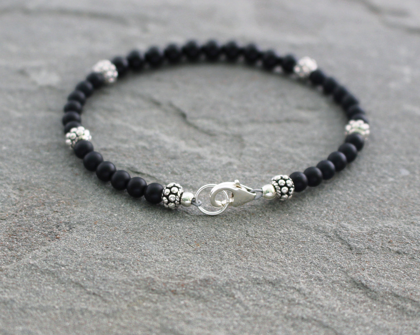 Black Onyx Bracelet with Sterling Silver