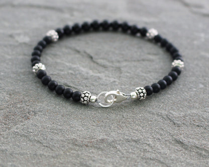 Black Onyx Bracelet with Sterling Silver