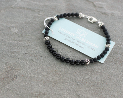 Black Onyx Bracelet with Sterling Silver
