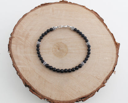 Black Onyx Bracelet with Sterling Silver