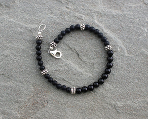 Black Onyx Bracelet with Sterling Silver