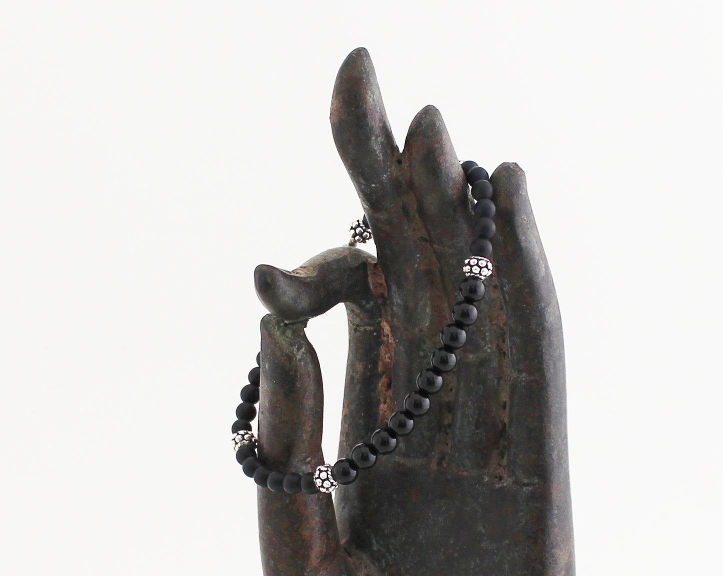 Black Onyx Bracelet with Sterling Silver