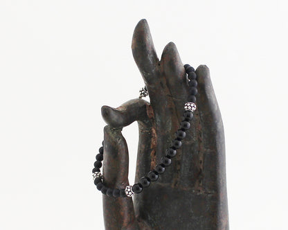 Black Onyx Bracelet with Sterling Silver