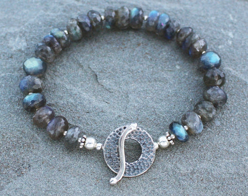 Labradorite beaded bracelet with sterling silver by Lindsey Silberman