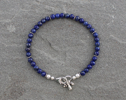 Lapis Lazuli Beaded Bracelet with Sterling Silver