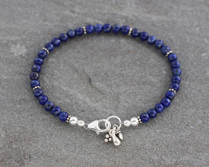 Lapis Lazuli Beaded Bracelet with Sterling Silver