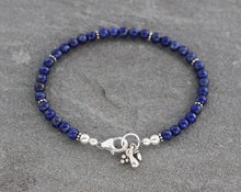 Load image into Gallery viewer, Lapis Lazuli Beaded Bracelet with Sterling Silver