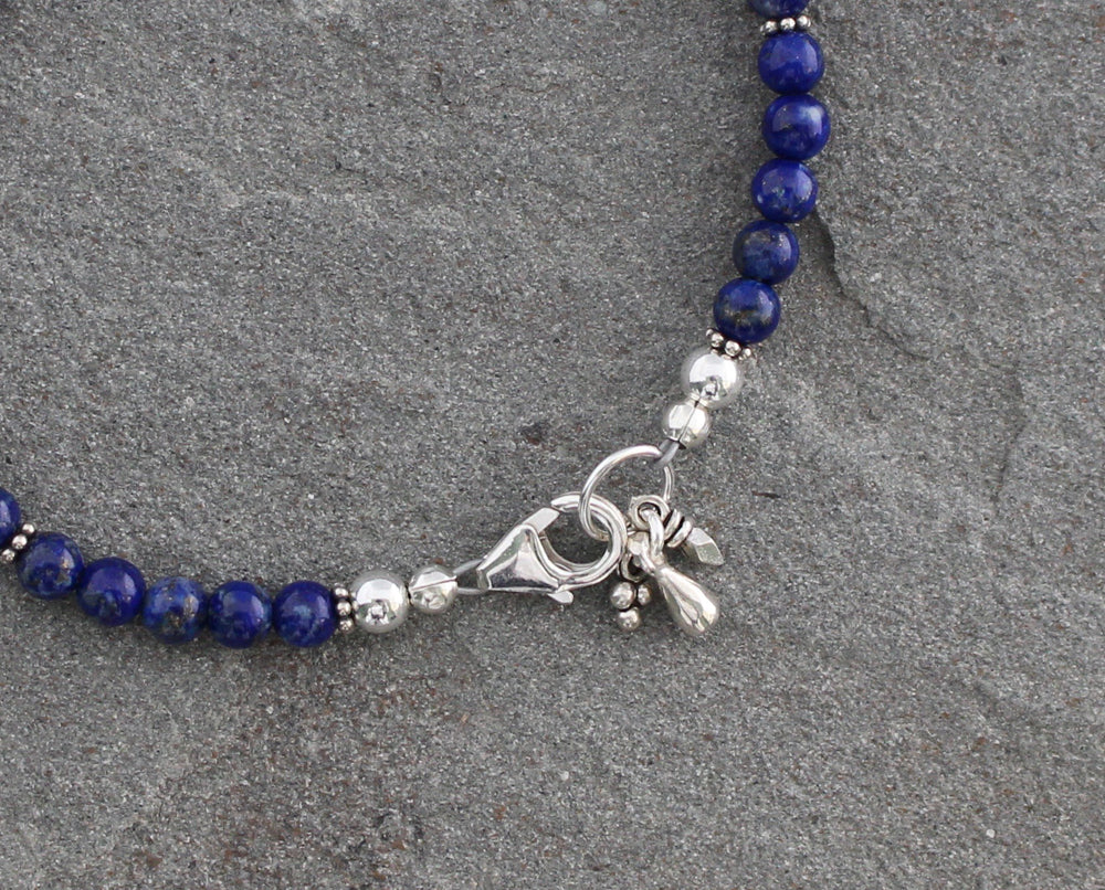 Lapis Lazuli Beaded Bracelet with Sterling Silver