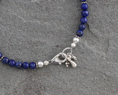 Lapis Lazuli Beaded Bracelet with Sterling Silver