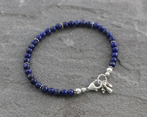 Lapis Lazuli Beaded Bracelet with Sterling Silver