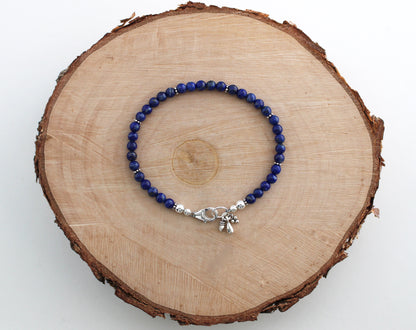Lapis Lazuli Beaded Bracelet with Sterling Silver