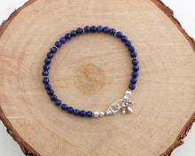 Load image into Gallery viewer, Lapis Lazuli Beaded Bracelet with Sterling Silver