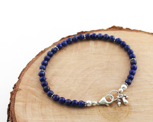 Lapis Lazuli Beaded Bracelet with Sterling Silver