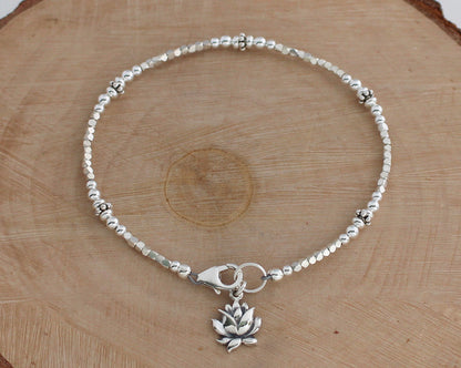 Sterling Silver Lotus Flower Bracelet