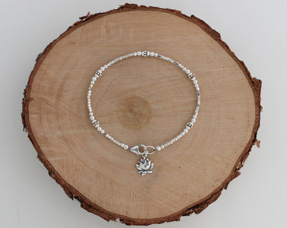 Sterling Silver Lotus Flower Bracelet