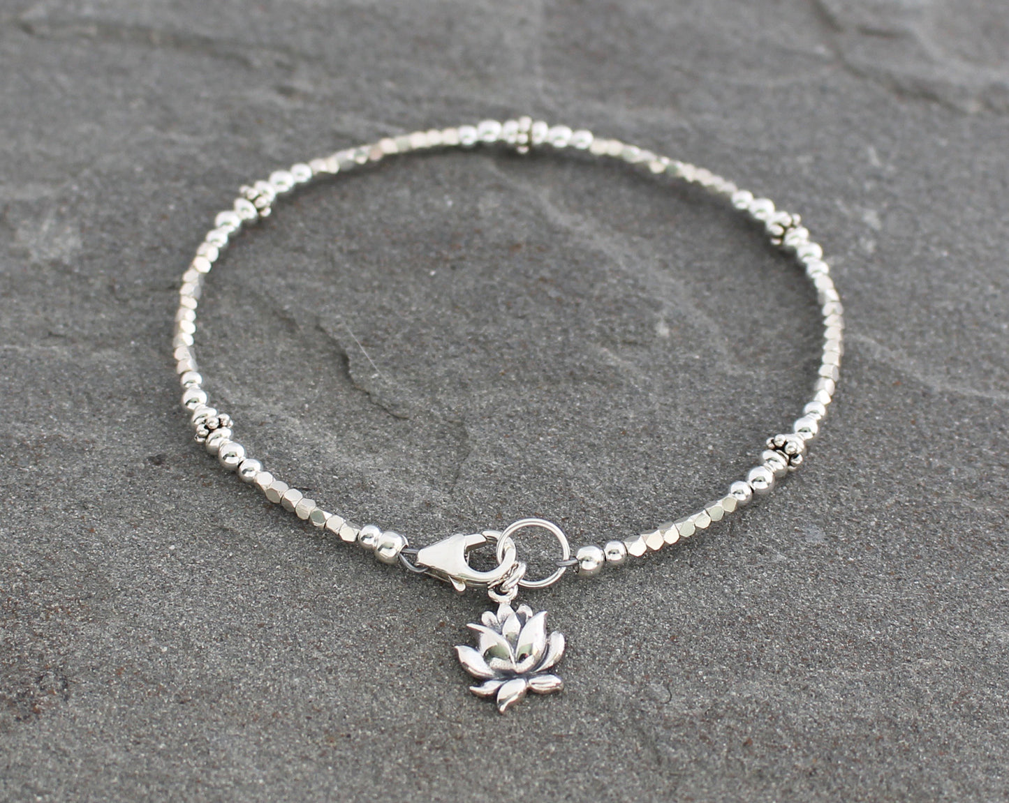 Sterling Silver Lotus Flower Bracelet