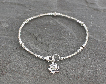 Sterling Silver Lotus Flower Bracelet